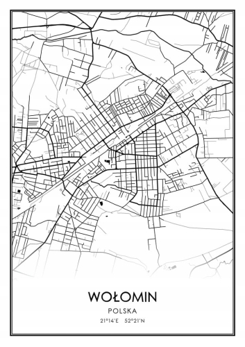 Mapa czarno biała Plakat Wołomin
