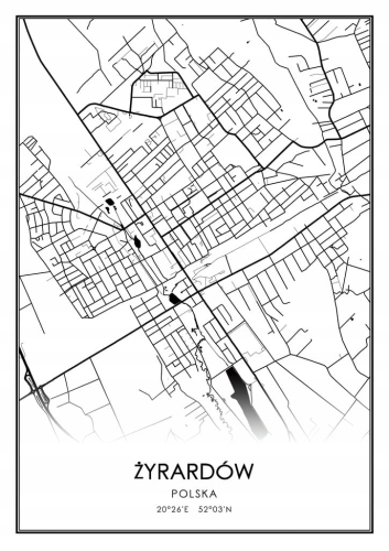 Mapa czarno biała Plakat Żyrardów