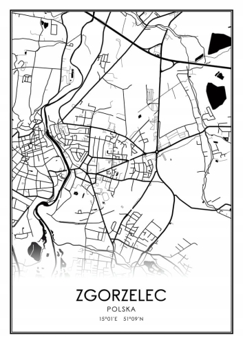 Mapa czarno biała Plakat Zgorzelec