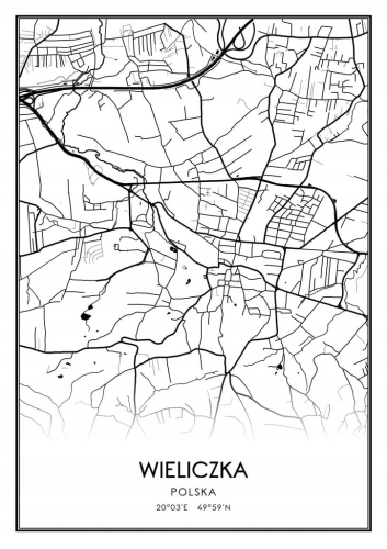 Mapa czarno biała Plakat Wieliczka