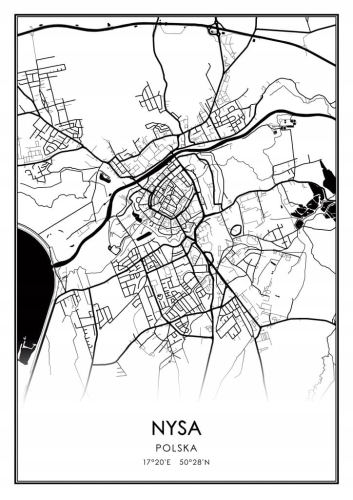 Mapa czarno biała Plakat Nysa