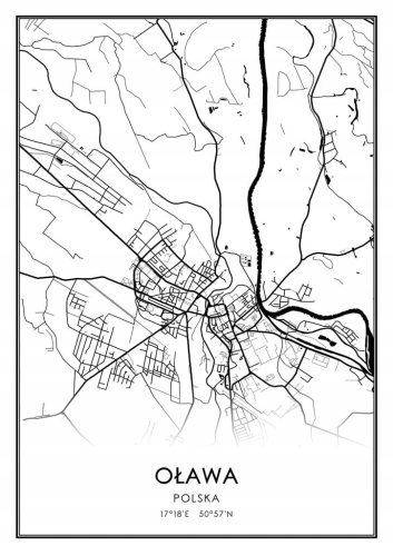 Mapa czarno biała Plakat Oława