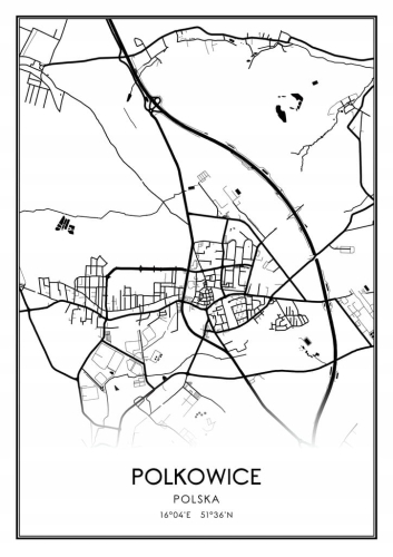 Mapa czarno biała Plakat Polkowice
