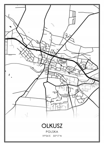 Mapa czarno biała Plakat Olkusz
