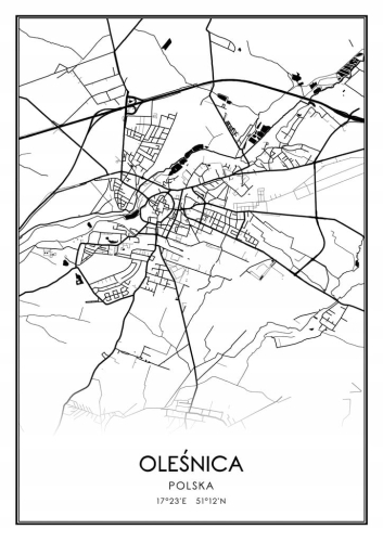 Mapa czarno biała Plakat Oleśnica