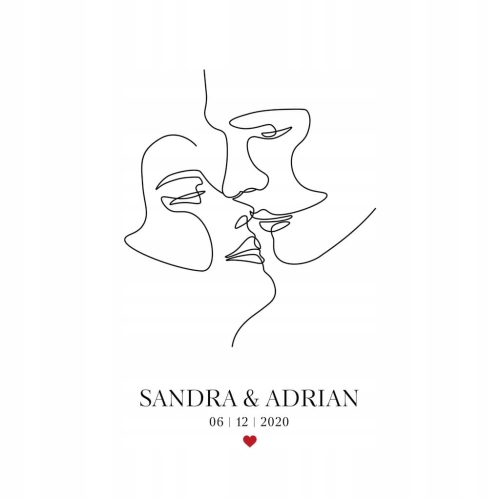 Personalizowany plakat Line Art Para Data 