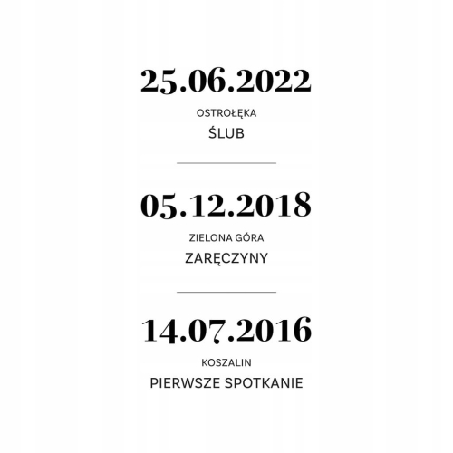 Personalizowany plakat Data Historia Miłości