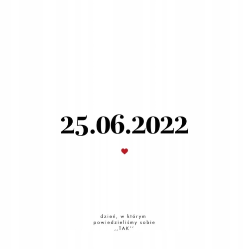 Personalizowany plakat Rocznica Data Ślub 