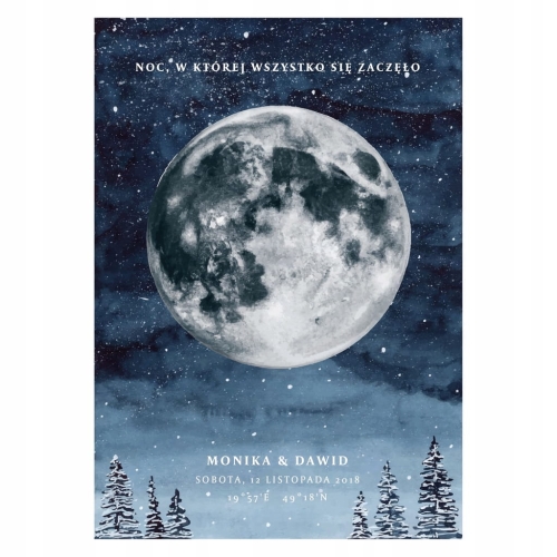 Personalizowany plakat Mapa Gwiazd Księżyc 