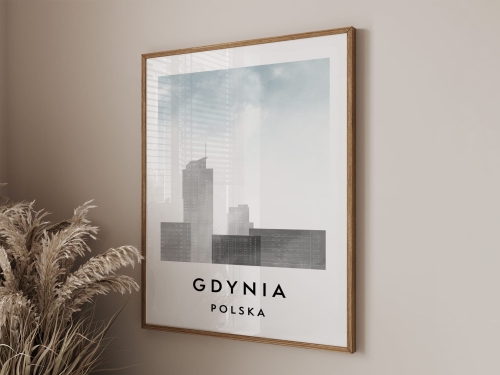 Plakat do salonu skylines Gdynia  stylu Watercolor/ Akwarelowym 