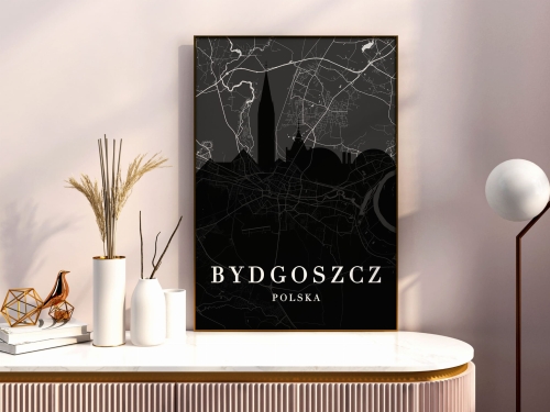 Plakat do salonu skylines z mapą Bydgoszcz