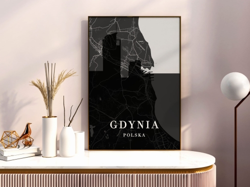 Plakat do salonu skylines z mapą Gdynia