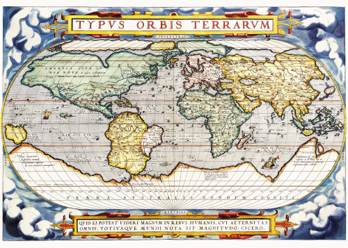 Mapa Świata Abraham Ortelius 1570 - The First World Atlas 50x70cm