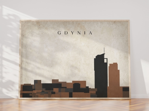 Plakat do salonu skylines Gdynia  stylu Vintage 