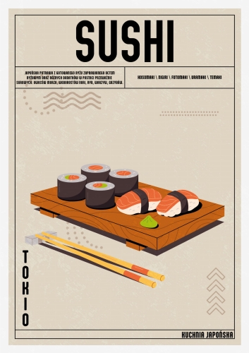 Plakat Do Kuchni Sushi wersja polska plakatu