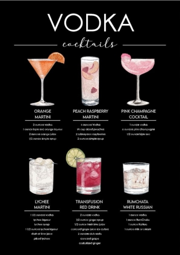 Plakat drink drinki cocktaile Wódka Vodka