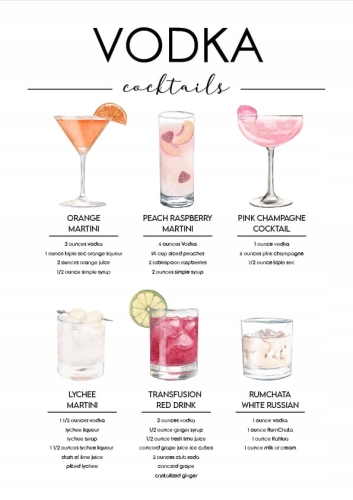 Plakat drink drinki cocktaile Wódka Vodka