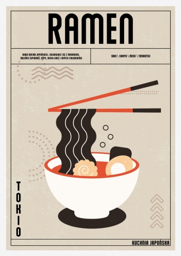 Plakat Do Kuchni  Ramen wersja polska plakatu
