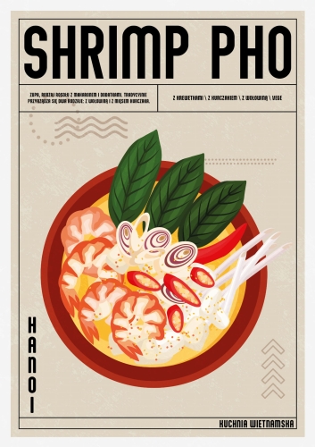 Plakat Do Kuchni  Shrimp Pho wersja polska plakatu