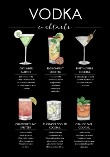 Plakat drink drinki cocktaile Wódka