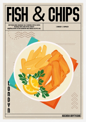 Plakat Do Kuchni Fish & Chips wersja polska plakatu