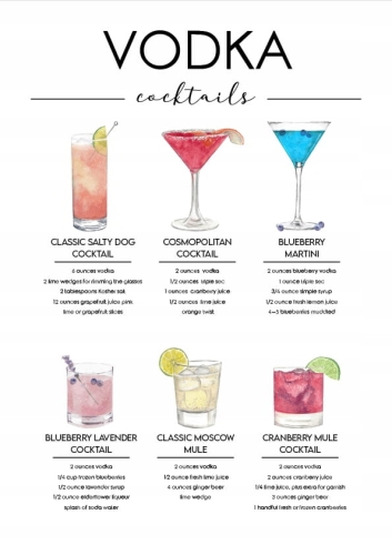 Plakat drink drinki cocktaile Wódka Vodka