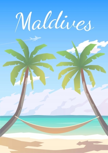 Plakat podróżniczy Malediwy Maldives
