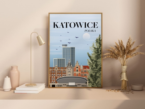 Plakat podróżniczy Katowice Polska