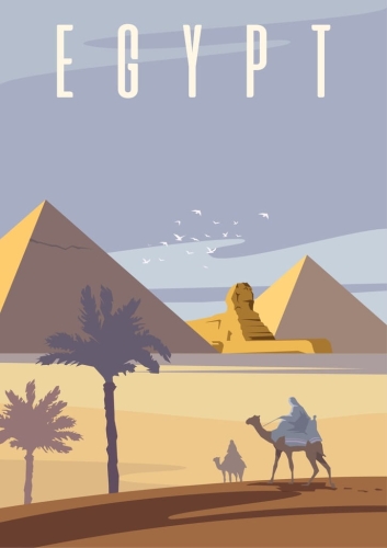 Plakat podróżniczy Egipt, Egypt, Piramidy