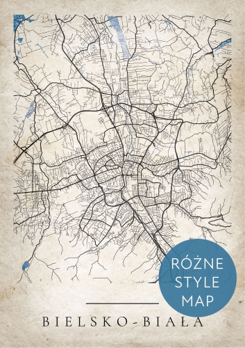 Plakat Mapa Miasta Bielsko-Biała w 12 wariantach stylu do wyboru