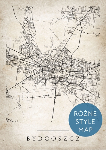 Plakat Mapa Miasta Bydgoszcz w 12 wariantach stylu do wyboru