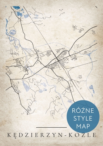 Plakat Mapa Miasta Kędzierzyn-Koźle w 12 wariantach stylu do wyboru