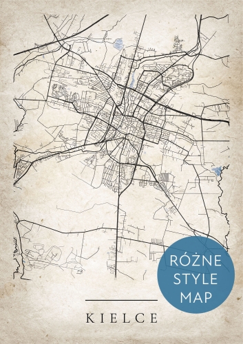 Plakat Mapa Miasta Kielce w 12 wariantach stylu do wyboru