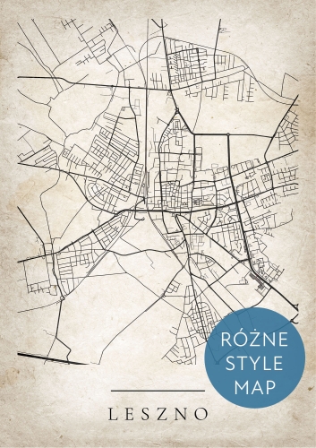 Plakat Mapa Miasta Leszno w 12 wariantach stylu do wyboru