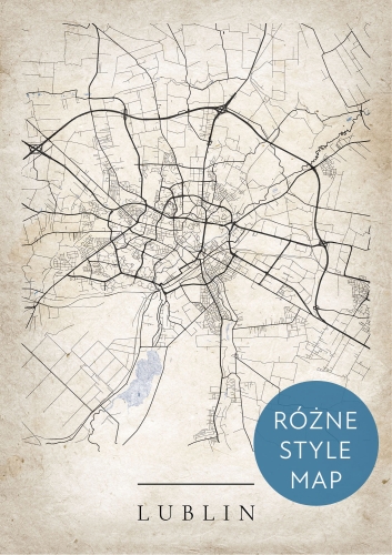 Plakat Mapa Miasta Lublin w 12 wariantach stylu do wyboru