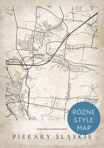 Plakat Mapa Miasta Piekary Śląskie w 12 wariantach stylu do wyboru 