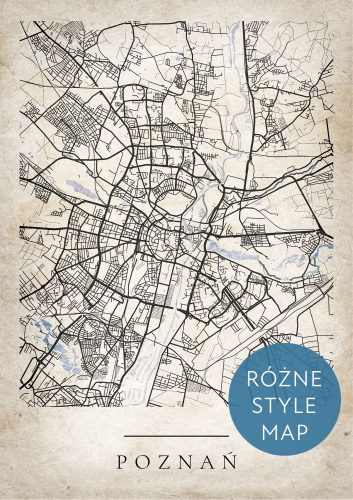 Plakat Mapa Miasta Poznań w 12 wariantach stylu do wyboru