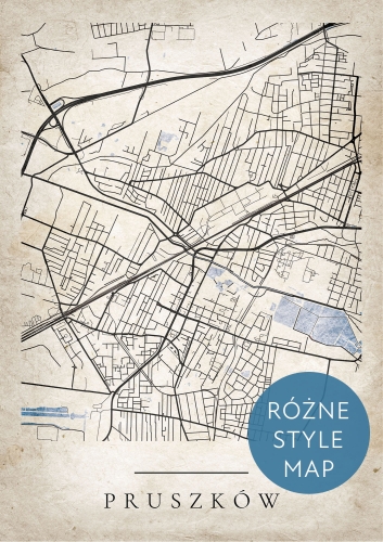 Plakat Mapa Miasta Pruszków w 12 wariantach stylu do wyboru