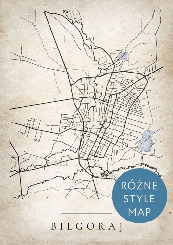 Plakat Mapa Miasta Biłgoraj w 12 wariantach stylu do wyboru