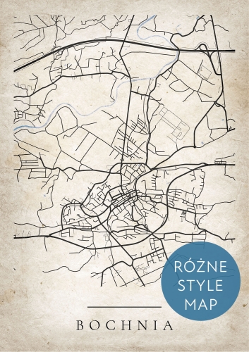 Plakat Mapa Miasta Bochnia w 12 wariantach stylu do wyboru