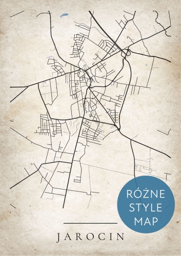 Plakat Mapa Miasta Jarocin w 12 wariantach stylu do wyboru