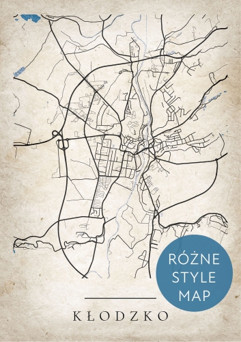 Plakat Mapa Miasta Kłodzko w 12 wariantach stylu
