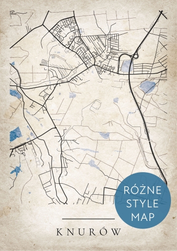 Plakat Mapa Miasta Knurów w 12 wariantach stylu