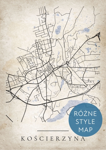 Plakat Mapa Miasta Kościerzyna w 12 wariantach stylu