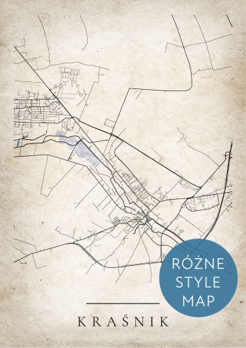 Plakat Mapa Miasta Kraśnik w 12 wariantach stylu