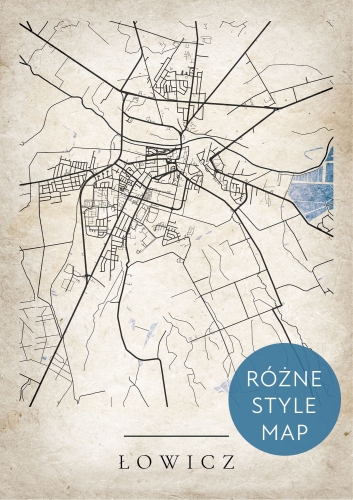 Plakat Mapa Miasta Łowicz w 12 wariantach stylu