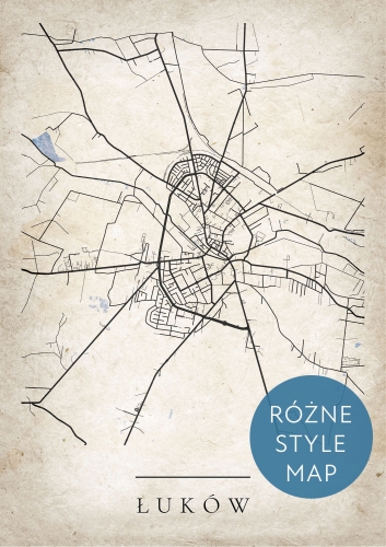Plakat Mapa Miasta Łuków w 12 wariantach stylu