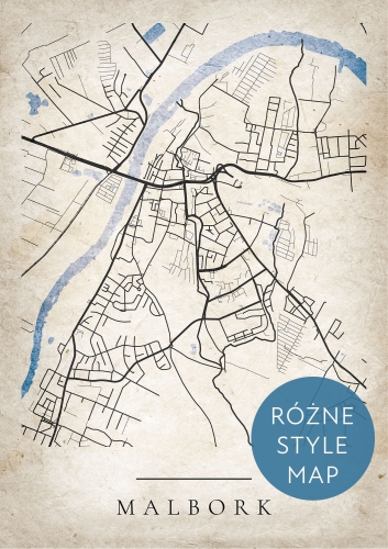 Plakat Mapa Miasta Malbork w 12 wariantach stylu