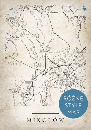 Plakat Mapa Miasta Mikołów w 12 wariantach stylu