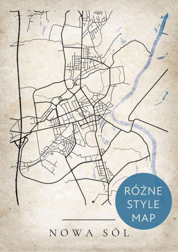 Plakat Mapa Miasta Nowa Sól w 12 wariantach stylu